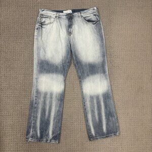 Ecko Unltd Jeans 40X31 Relaxed Fit Straight Leg Mid Rise Distressed Stone Wash